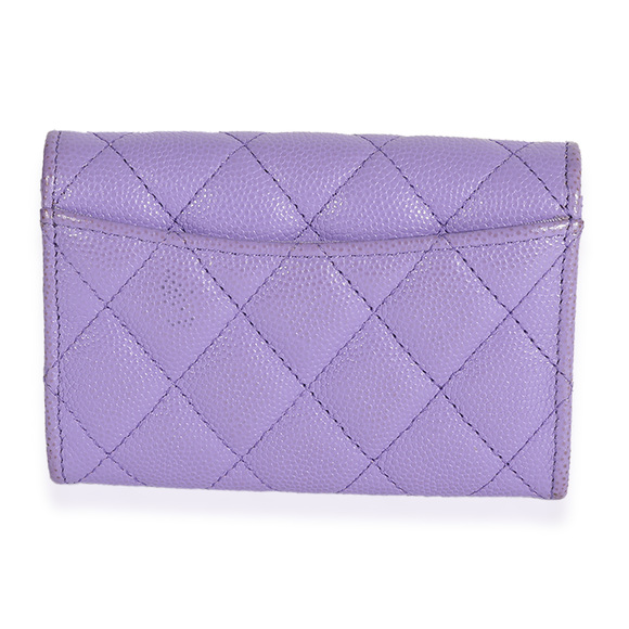 Chanel Purple Quilted Caviar Flap Card Holder Wallet - Picture 3 of 7